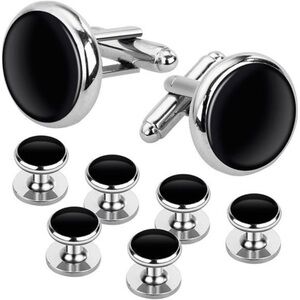 Mens Cufflinks and Studs, Tuxedo Shirt Cufflinks and Studs Set Brass Cufflinks